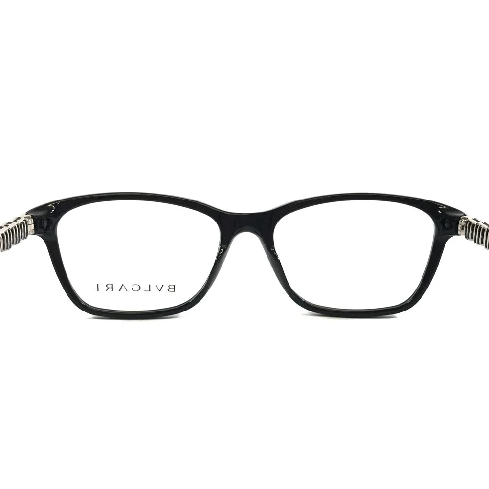 Bvlgari Eyeglasses Frames 4097-B 501 Polished Black Silver Crystals 51-16-140